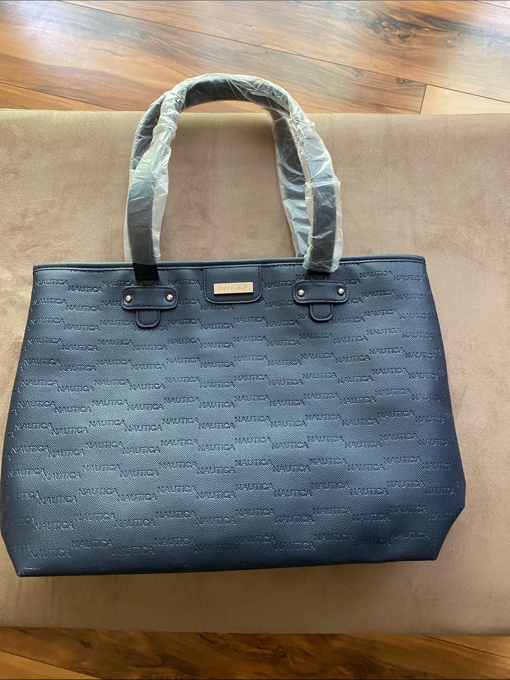 Nautica Navy Embossed Logo Tote